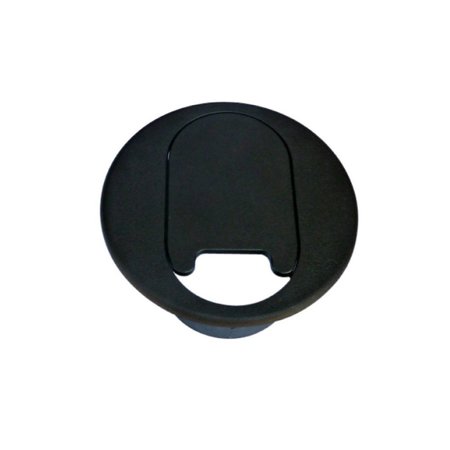 KABLE KONTROL Round Face With Oval Bottom Plastic Desk Grommet - Black GR9201
